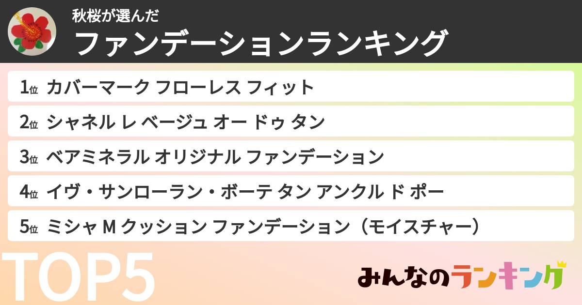 秋桜さんの「ファンデーションランキング」