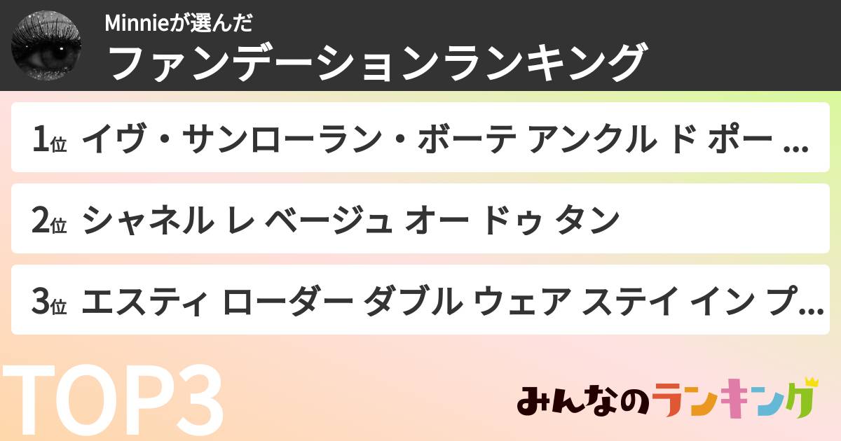 Minnieさんの「ファンデーションランキング」