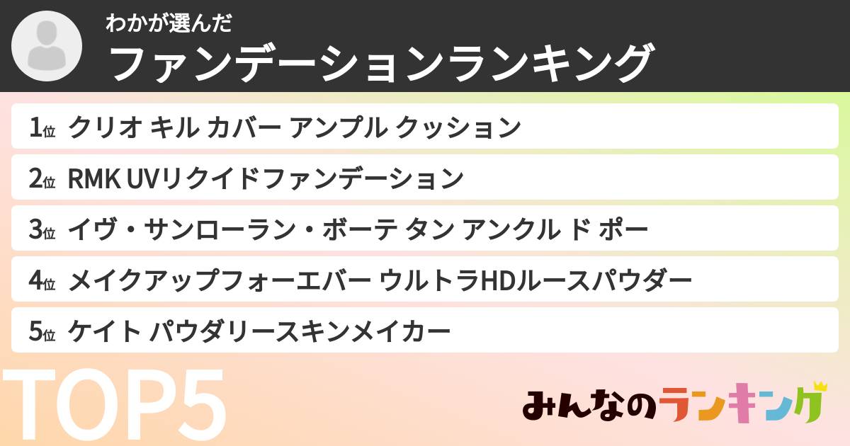 わかさんの「ファンデーションランキング」