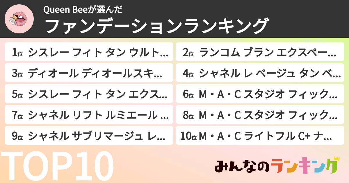 Queen Beeさんの「ファンデーションランキング」