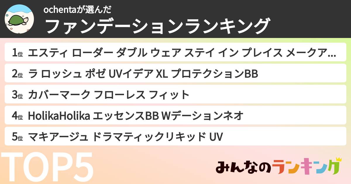 ochentaさんの「ファンデーションランキング」