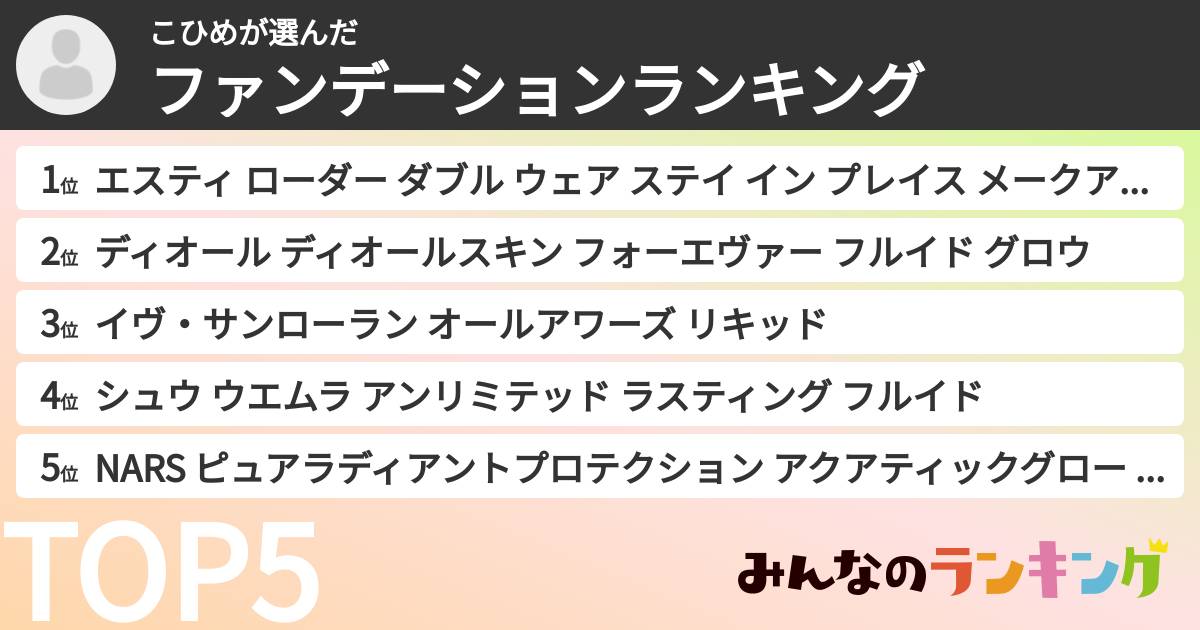 こひめさんの「ファンデーションランキング」