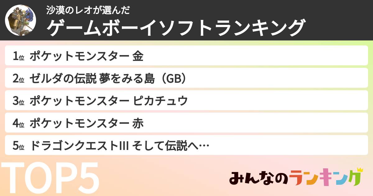 沙漠のレオさんの「ゲームボーイソフトランキング」