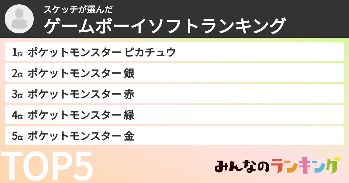 スケッチさんの「ゲームボーイソフトランキング」