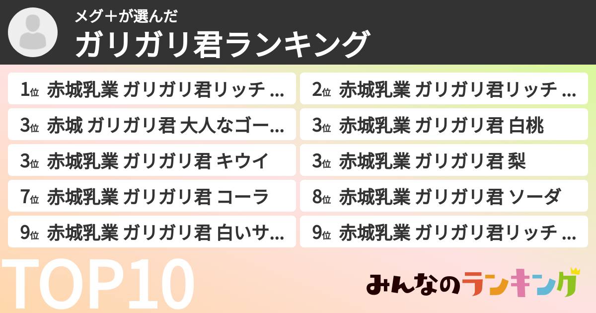メグ＋さんの「ガリガリ君ランキング」