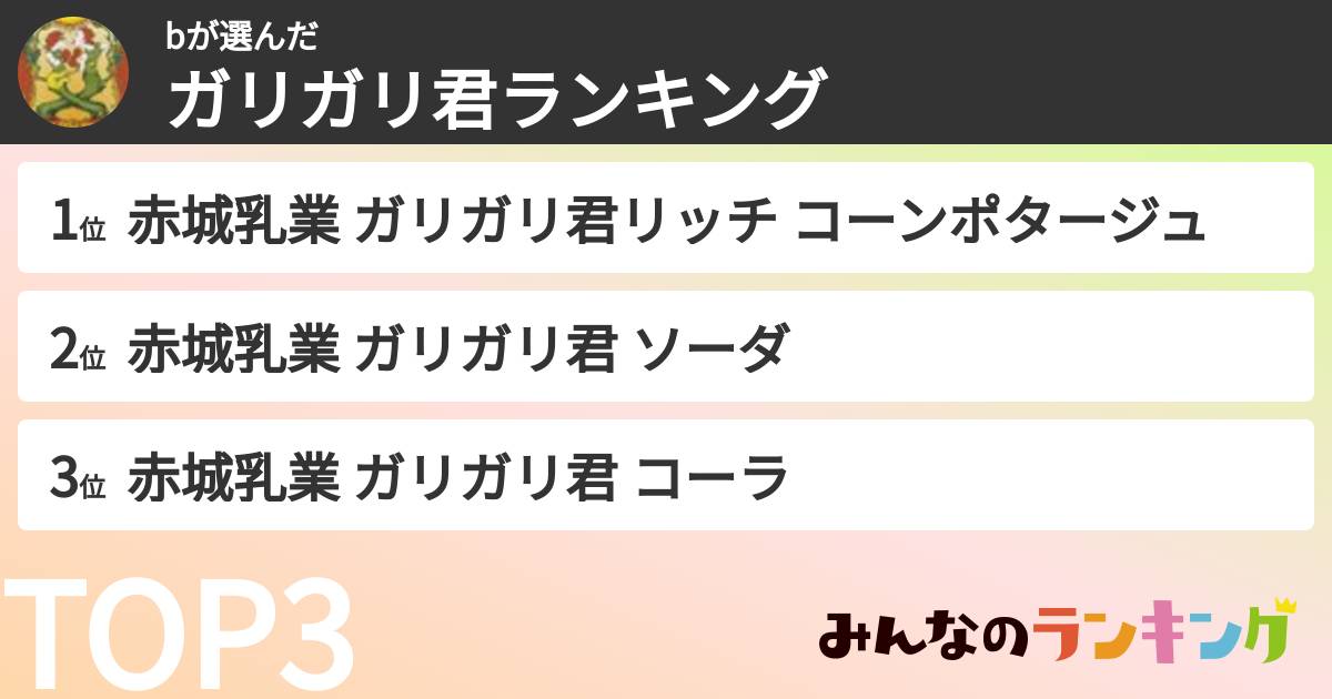bさんの「ガリガリ君ランキング」