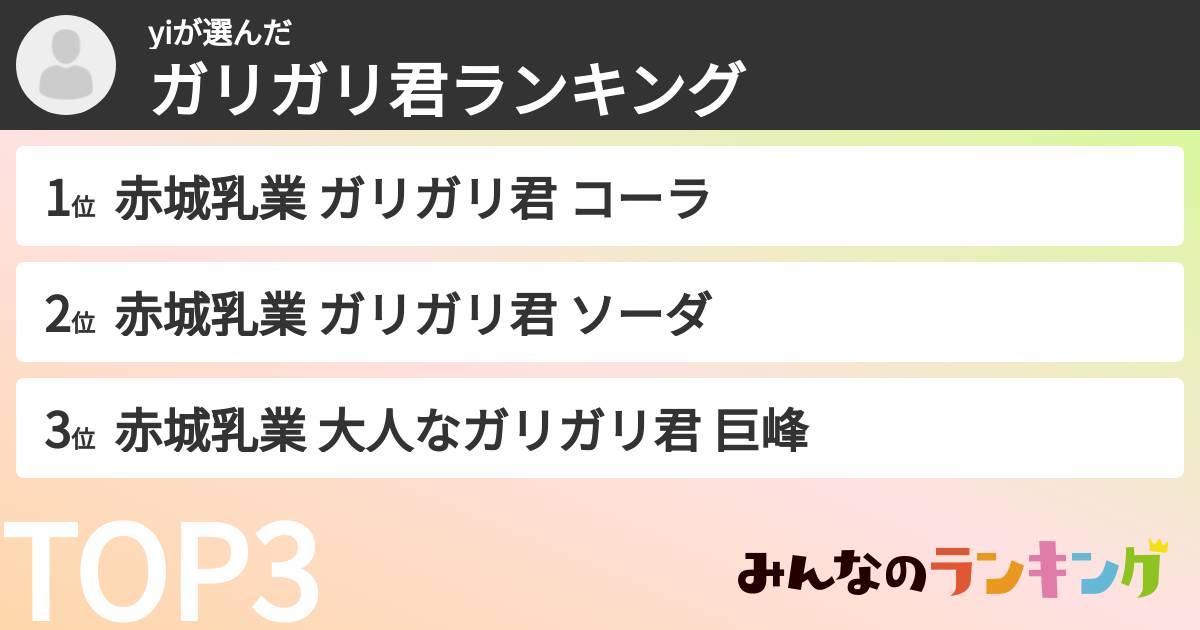 yiさんの「ガリガリ君ランキング」