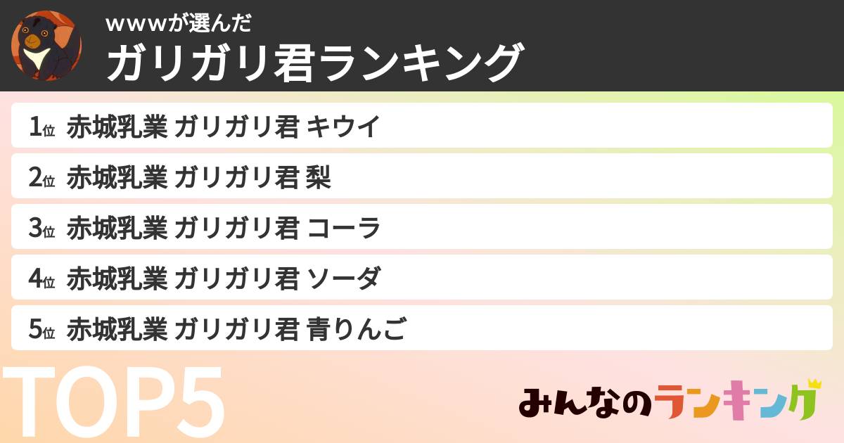 ｗｗｗさんの「ガリガリ君ランキング」