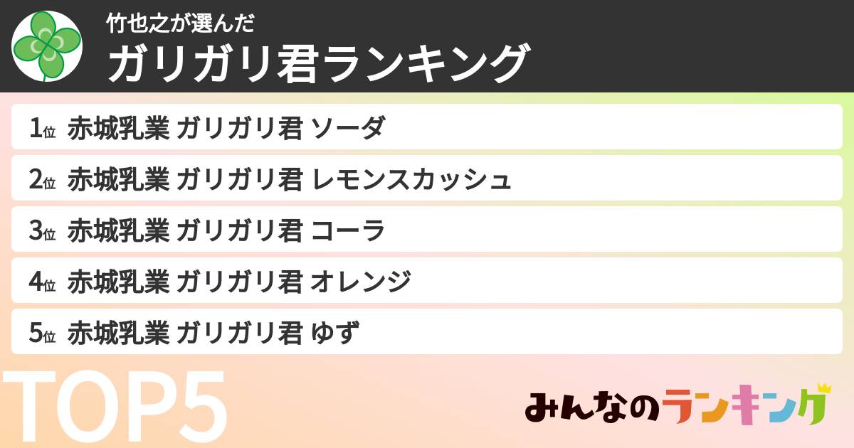 竹也之さんの「ガリガリ君ランキング」