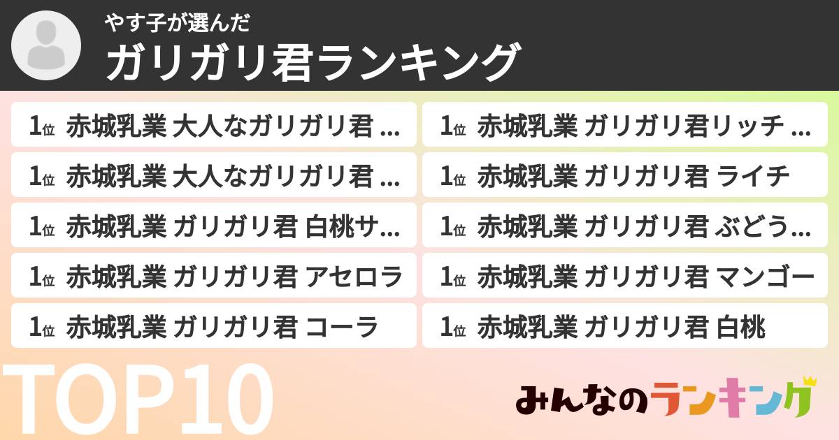 やす子さんの「ガリガリ君ランキング」