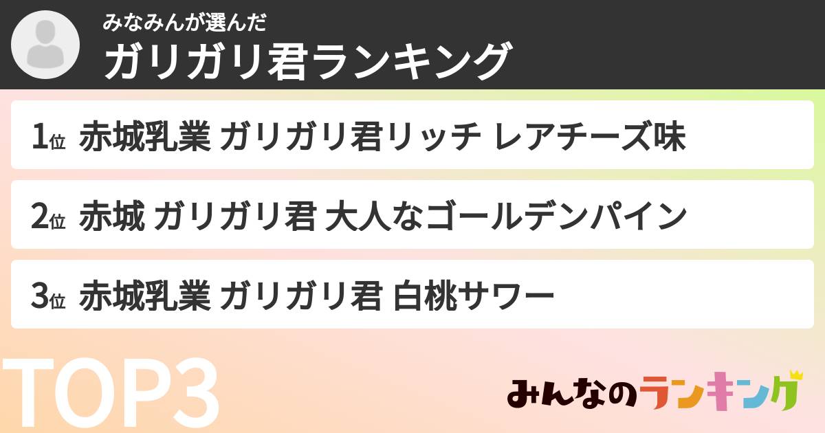みなみんさんの「ガリガリ君ランキング」
