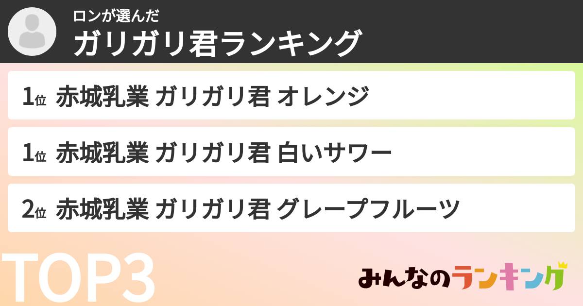 ロンさんの「ガリガリ君ランキング」