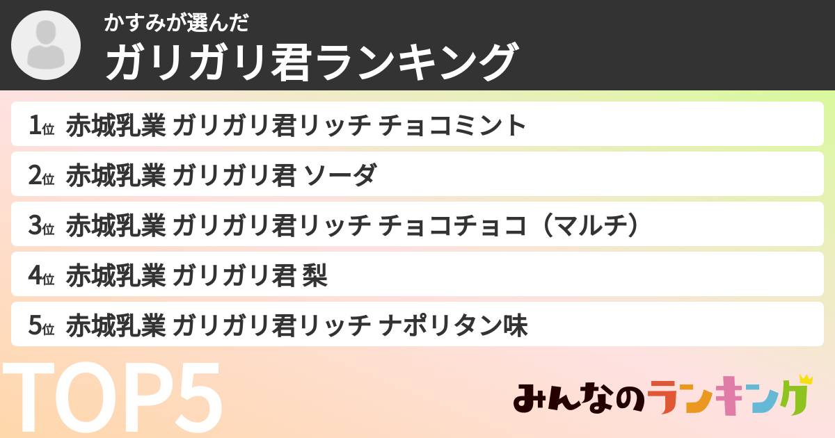 かすみさんの「ガリガリ君ランキング」