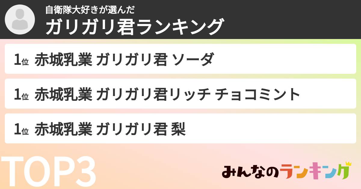 自衛隊大好きさんの「ガリガリ君ランキング」