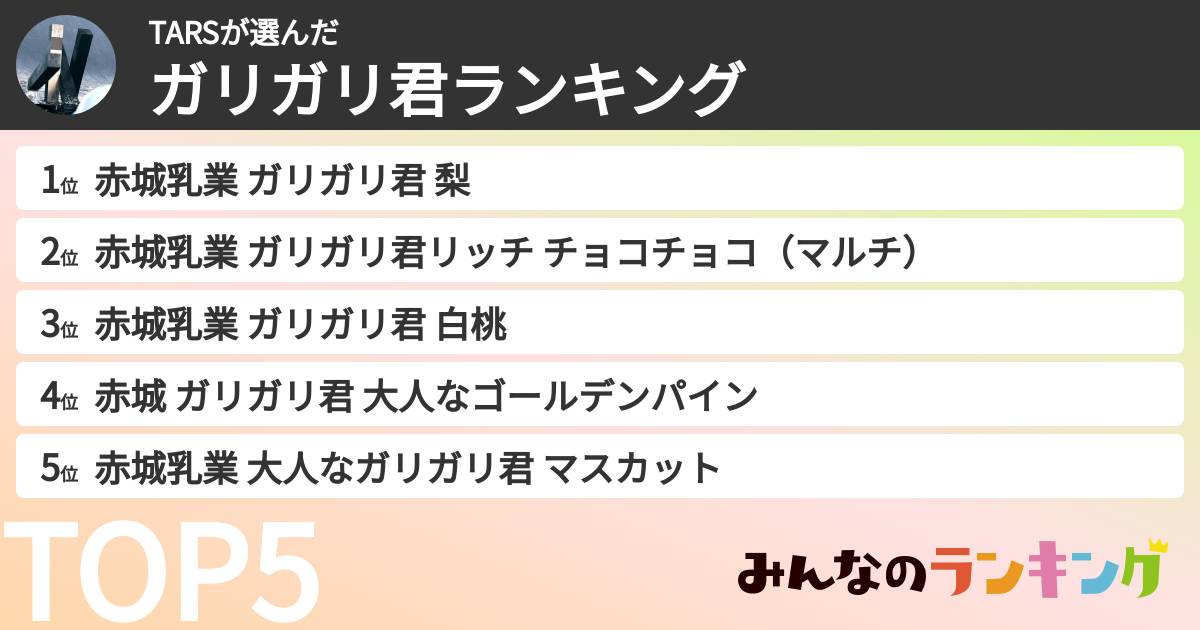 TARSさんの「ガリガリ君ランキング」