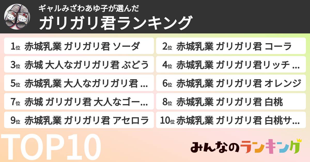 ギャルみざわあゆ子さんの「ガリガリ君ランキング」