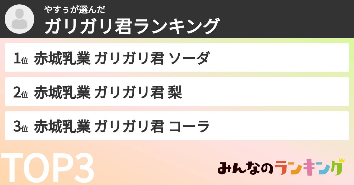 やすぅさんの「ガリガリ君ランキング」