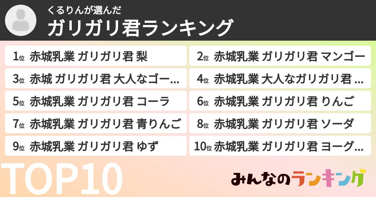 くるりんさんの「ガリガリ君ランキング」