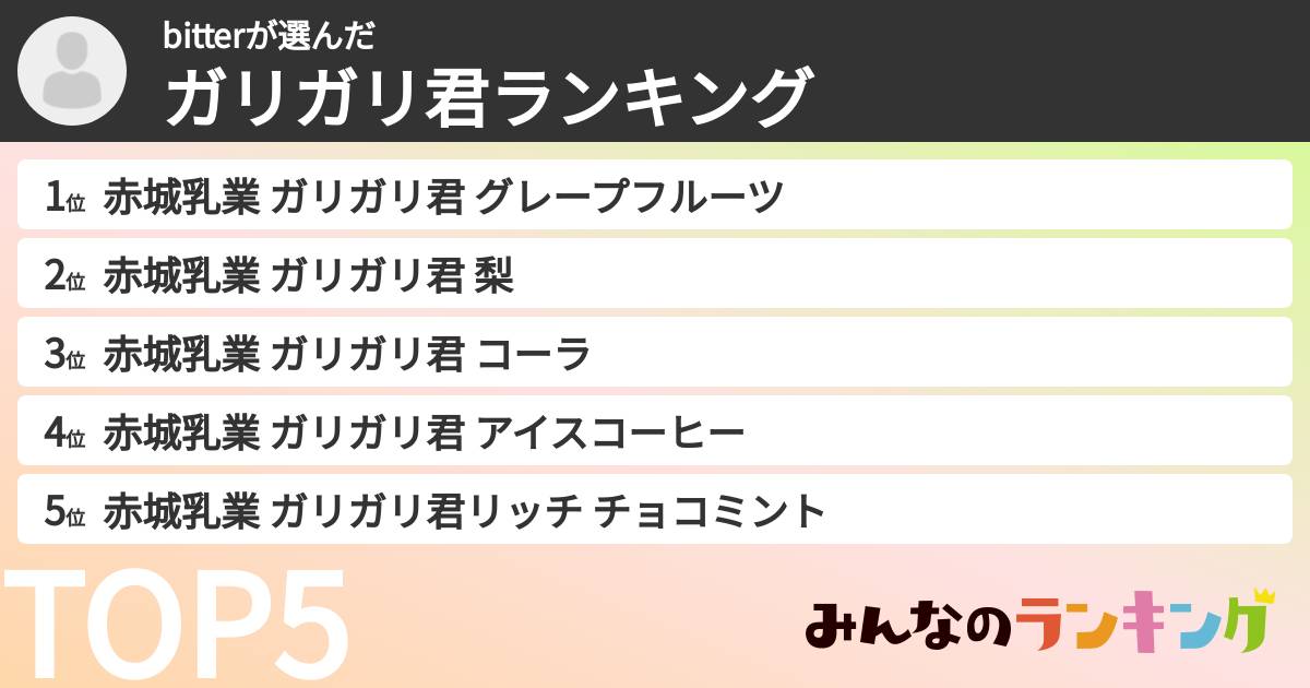 bitterさんの「ガリガリ君ランキング」