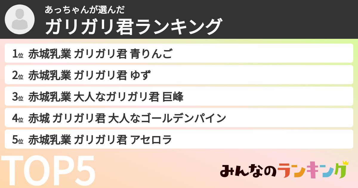 あっちゃんさんの「ガリガリ君ランキング」