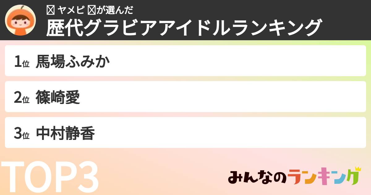 ✞ ヤメピ ✞さんの「歴代グラビアアイドルランキング」