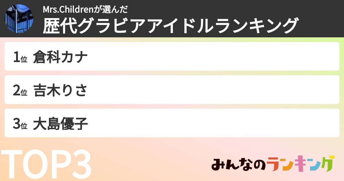 Mrs.Childrenさんの「歴代グラビアアイドルランキング」