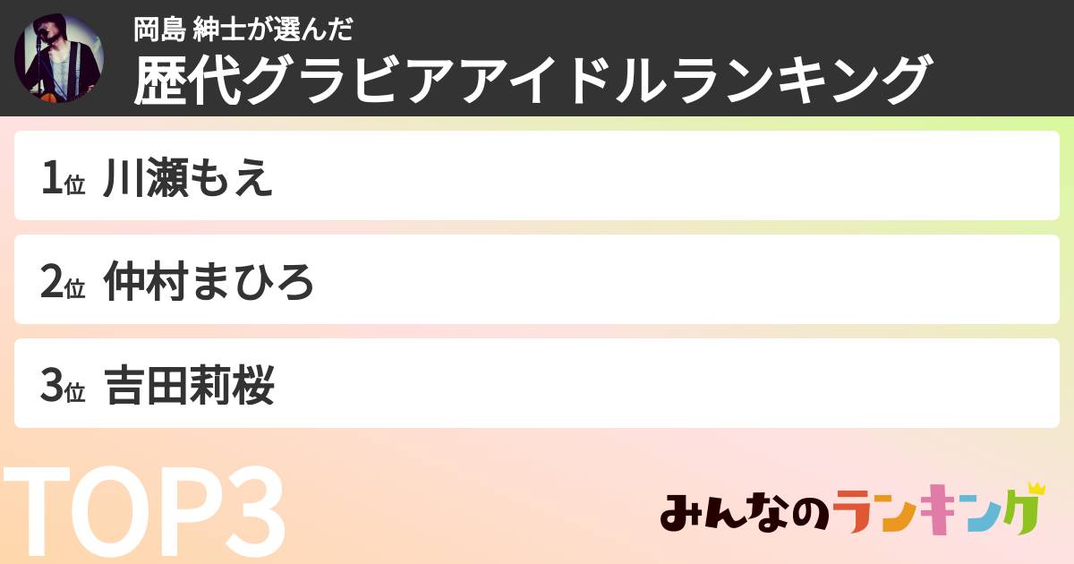 岡島 紳士さんの「歴代グラビアアイドルランキング」