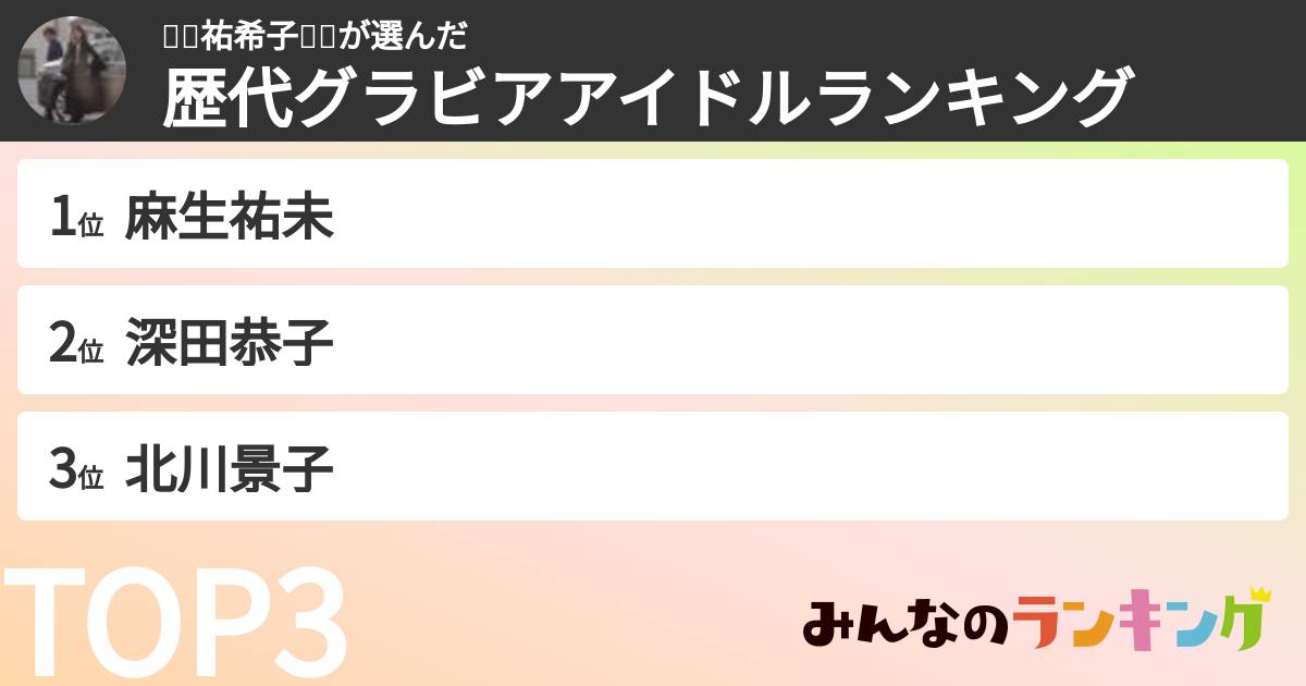 🌹💫祐希子🎼✨さんの「歴代グラビアアイドルランキング」