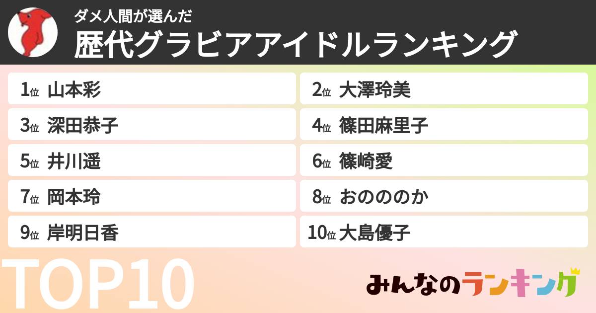 ダメ人間さんの「歴代グラビアアイドルランキング」