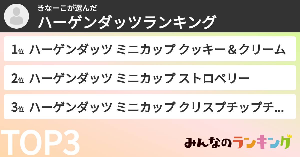 きなーこさんの「ハーゲンダッツランキング」