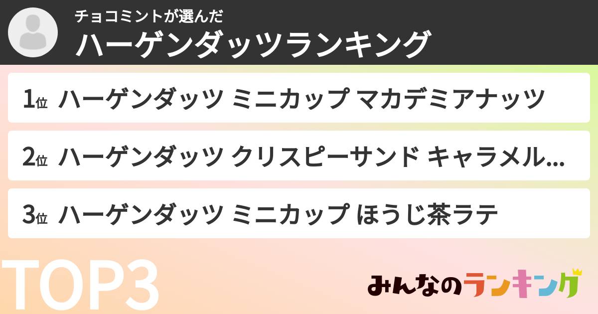 チョコミントさんの「ハーゲンダッツランキング」