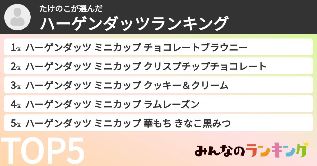 たけのこさんの「ハーゲンダッツランキング」