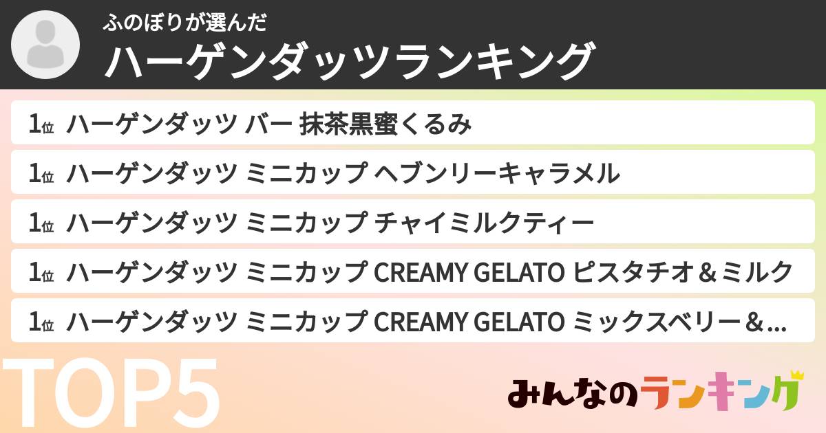 ふのぼりさんの「ハーゲンダッツランキング」