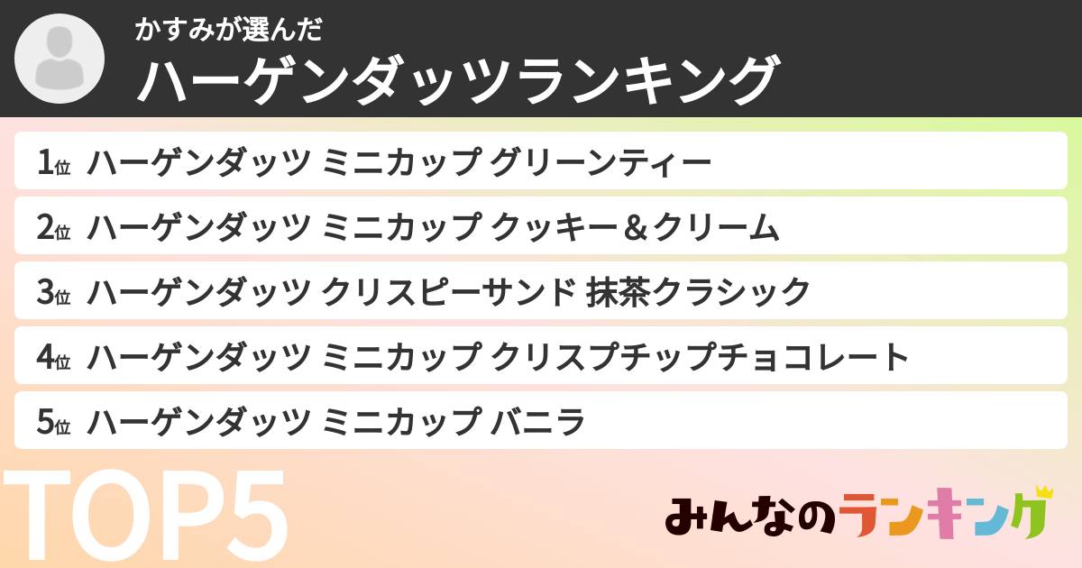 かすみさんの「ハーゲンダッツランキング」