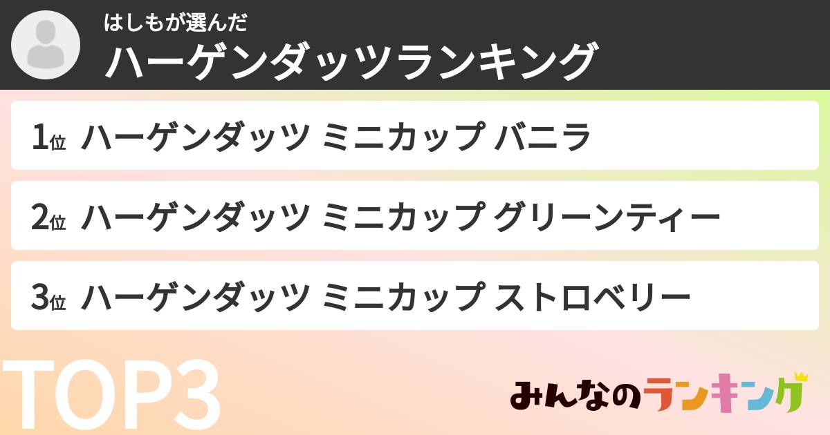 はしもさんの「ハーゲンダッツランキング」