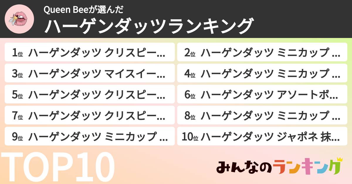 Queen Beeさんの「ハーゲンダッツランキング」
