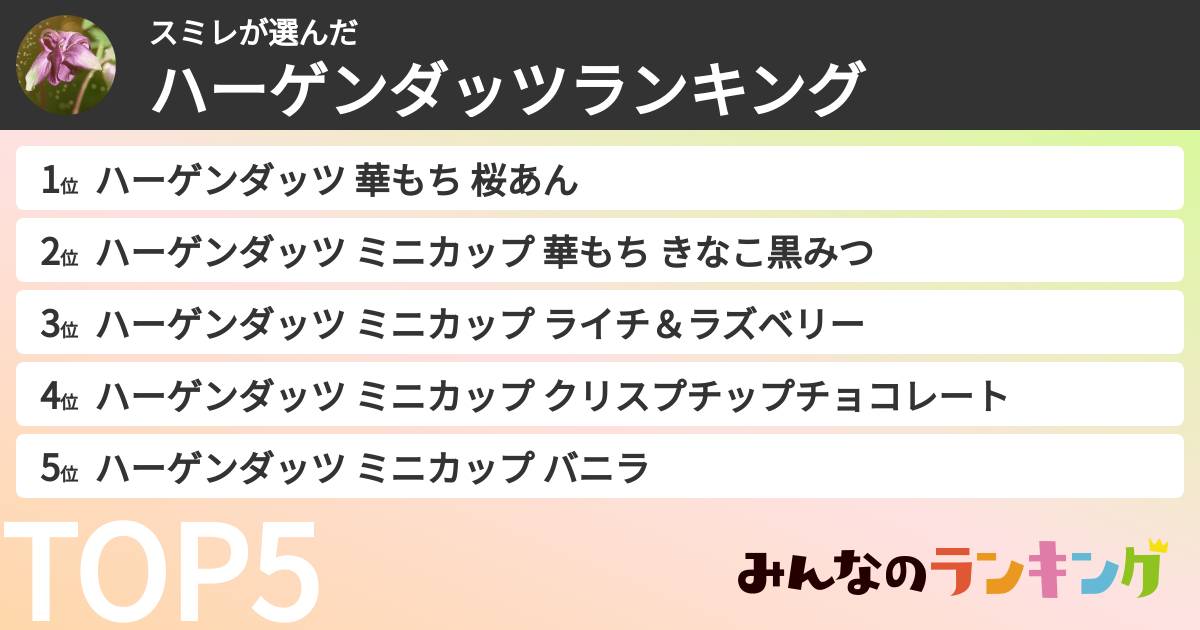 スミレさんの「ハーゲンダッツランキング」