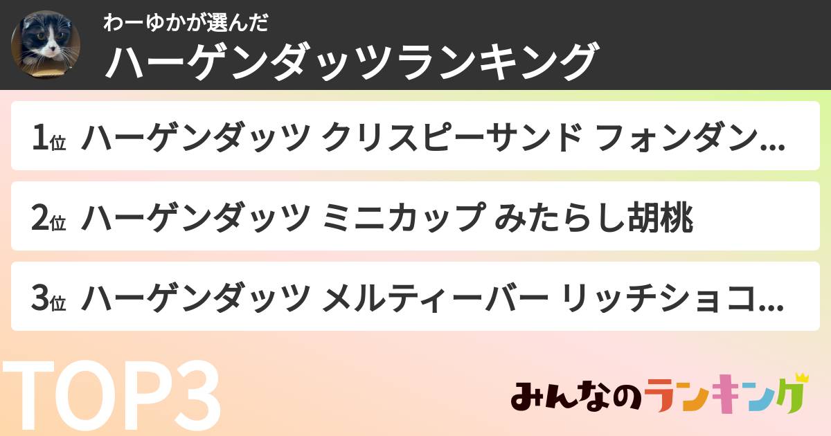 わーゆかさんの「濃厚で美味しいハーゲンダッツランキング」