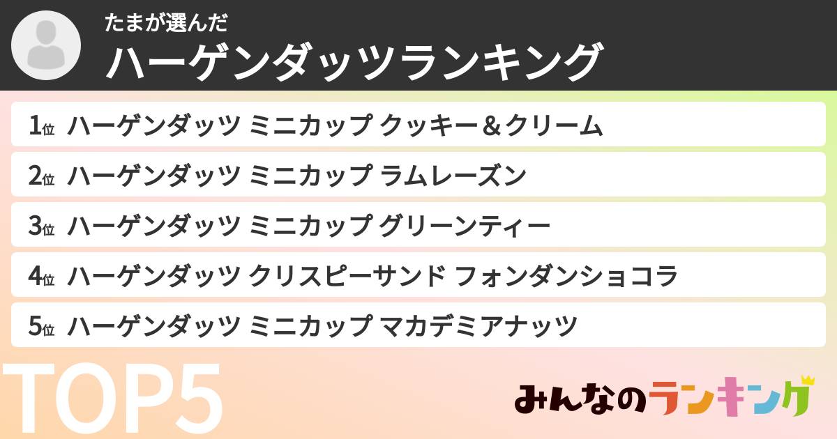 たまさんの「ハーゲンダッツランキング」