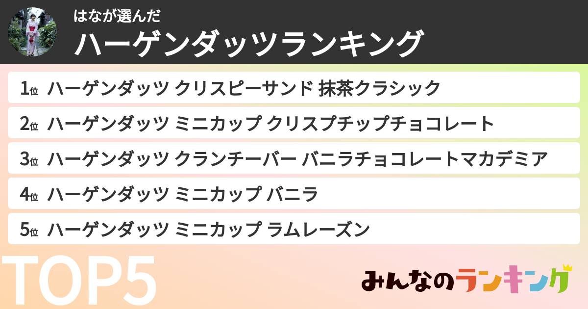 はなさんの「ハーゲンダッツランキング」
