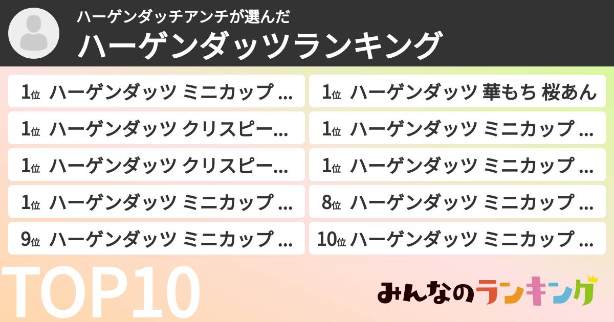 ハーゲンダッチアンチさんの「ハーゲンダッツランキング」