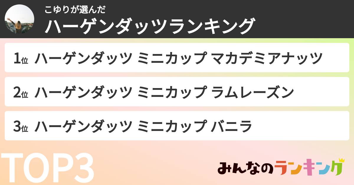 こゆりさんの「ハーゲンダッツランキング」