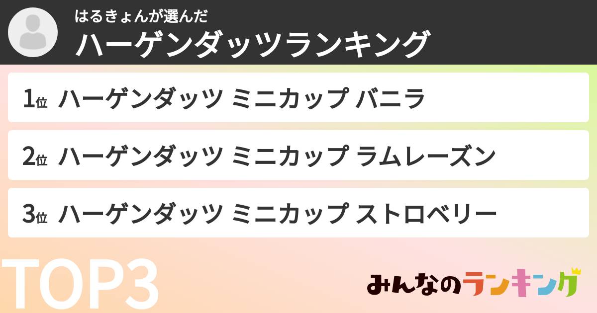 はるきょんさんの「ハーゲンダッツランキング」