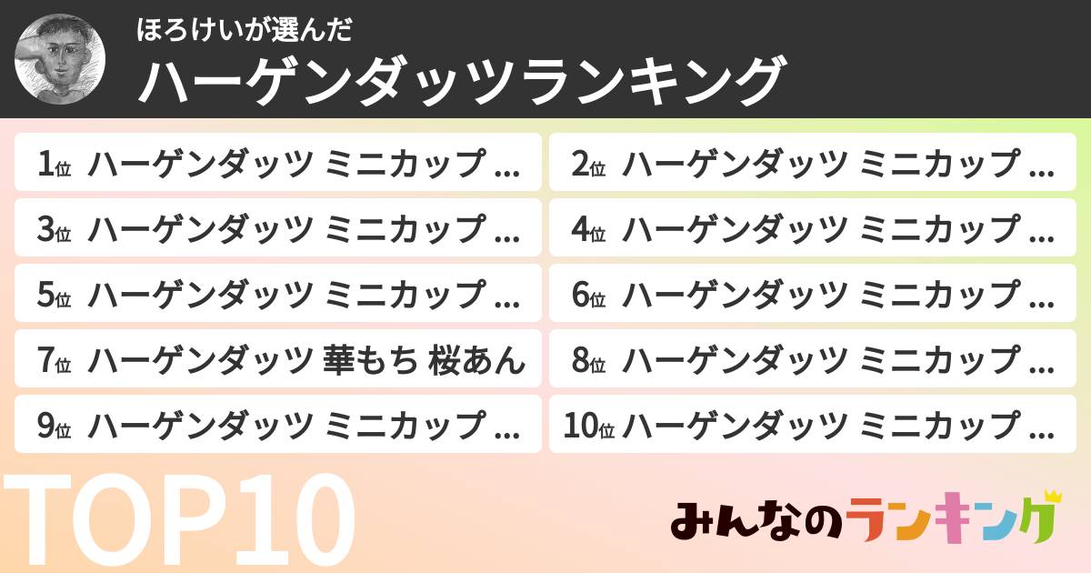 ほろけいさんの「ハーゲンダッツランキング」