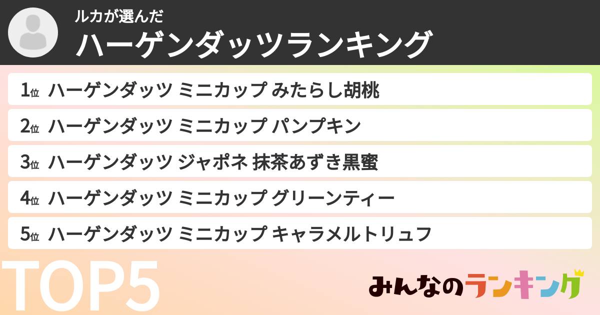 ルカさんの「ハーゲンダッツランキング」