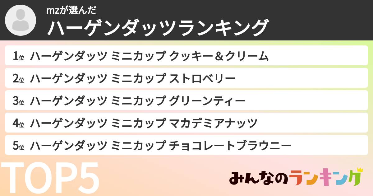 mzさんの「ハーゲンダッツランキング」