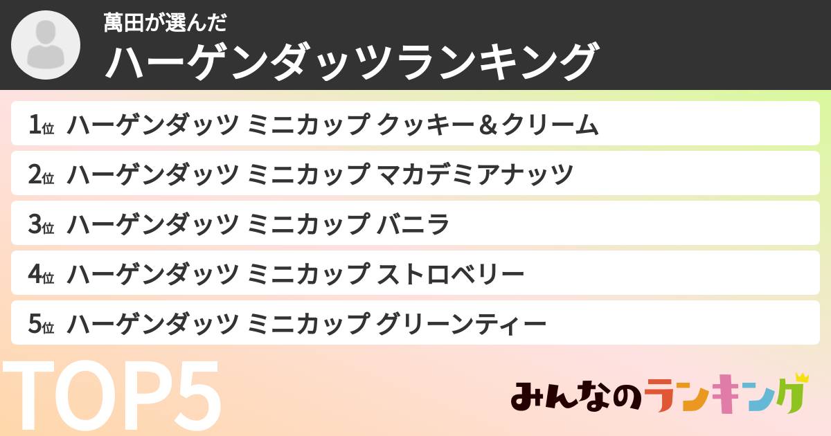 萬田さんの「ハーゲンダッツランキング」