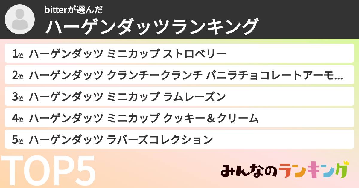 bitterさんの「ハーゲンダッツランキング」