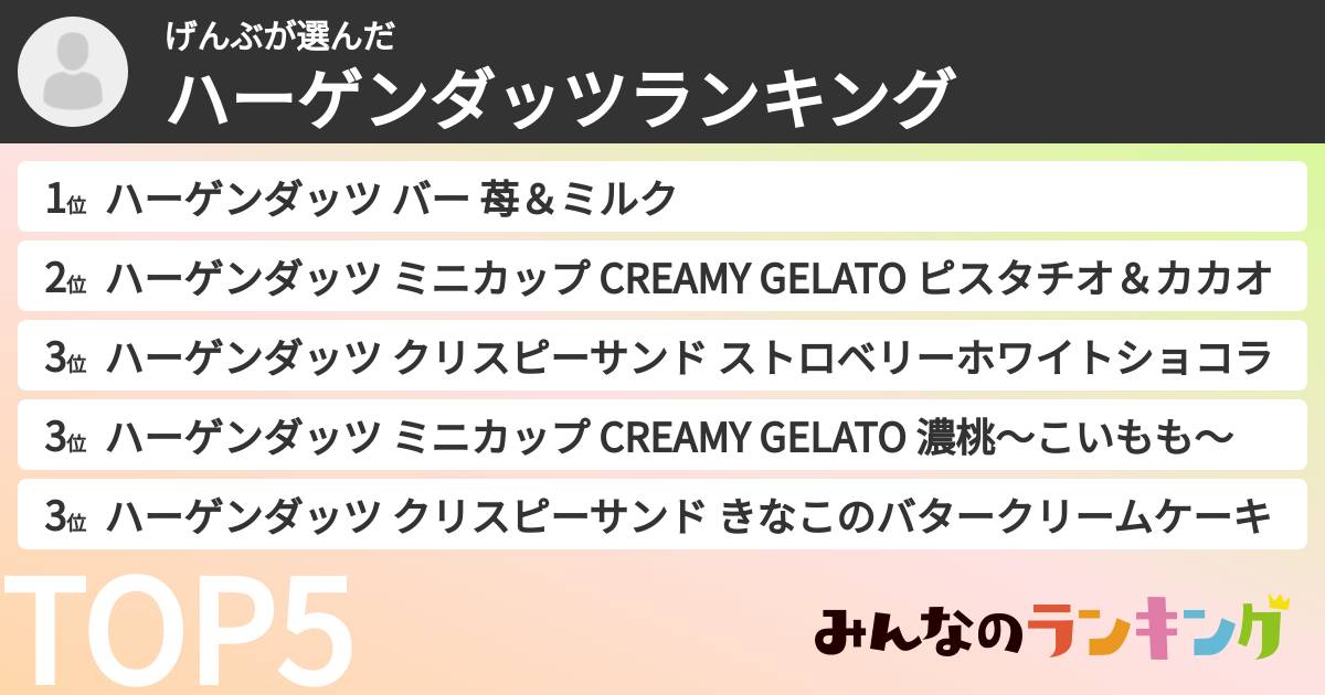 げんぶさんの「ハーゲンダッツランキング」