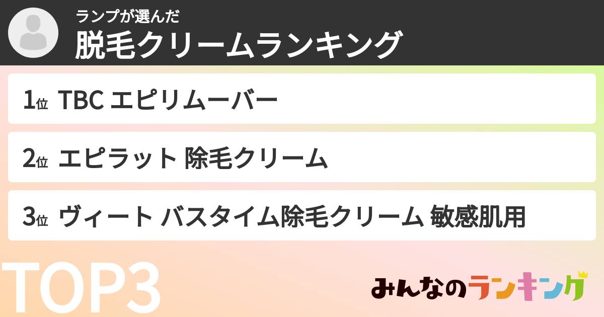 ランプさんの「脱毛クリームランキング」